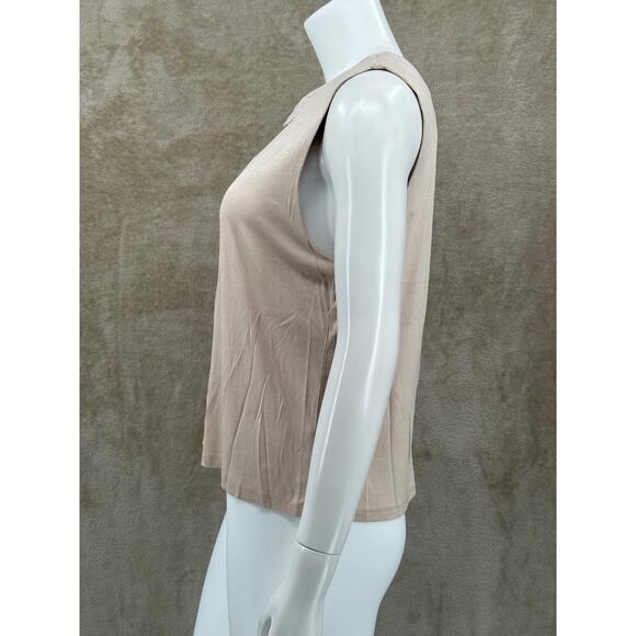 The Hour Top Women Medium Taupe Piper Cut Out Tank Sleeveless Stretch Neutral - Picture 5 of 13